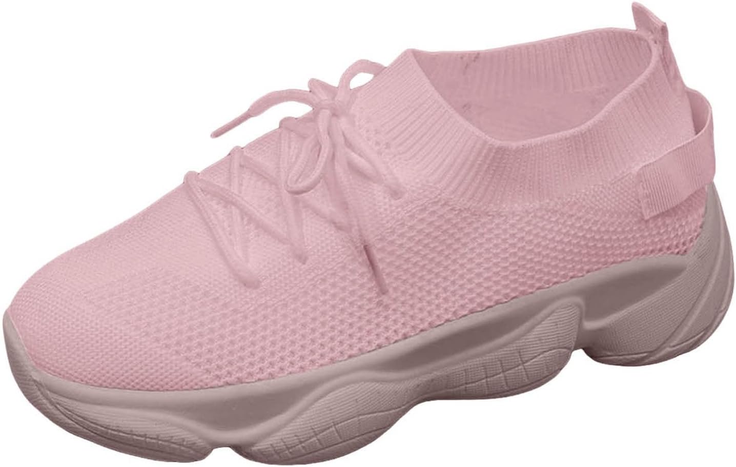 Women's Knit Lace Up Sock Sneakers Chunky Platform Walking Shoes