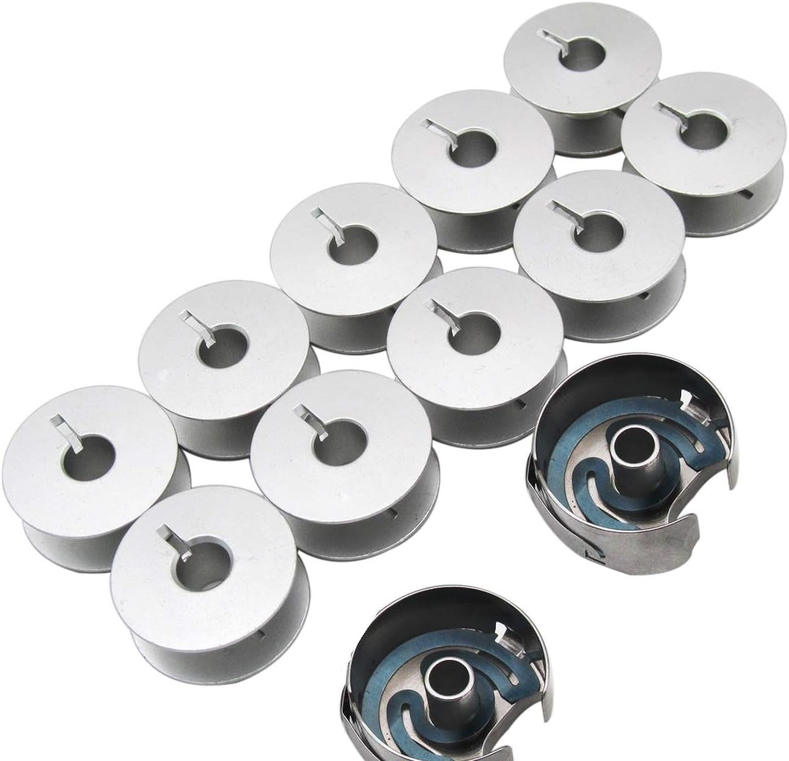 CKPSMS Brand -#BC-DLN-NBL 2PCS+40264AS 10PCS 2PCS Bobbin CASE &10PCS BOBBINS Compatible with JUKI DDL-412 DLN-412 415 415H DDL-555 Brother B771 B772 B791
