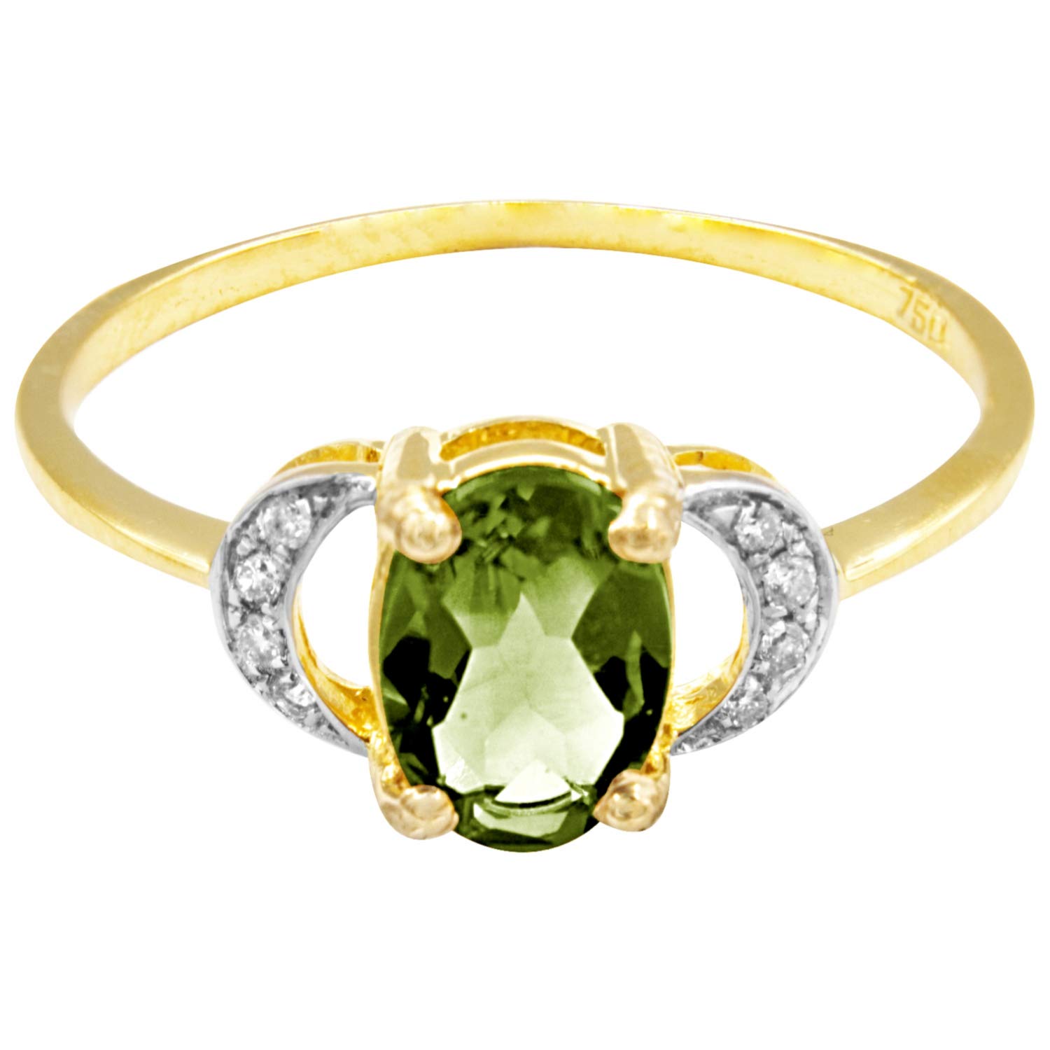 Teleios Luxe 18k Gold 0.04ct Diamonds, 0.4ct Oval Peridot Regal Ring - 6 US