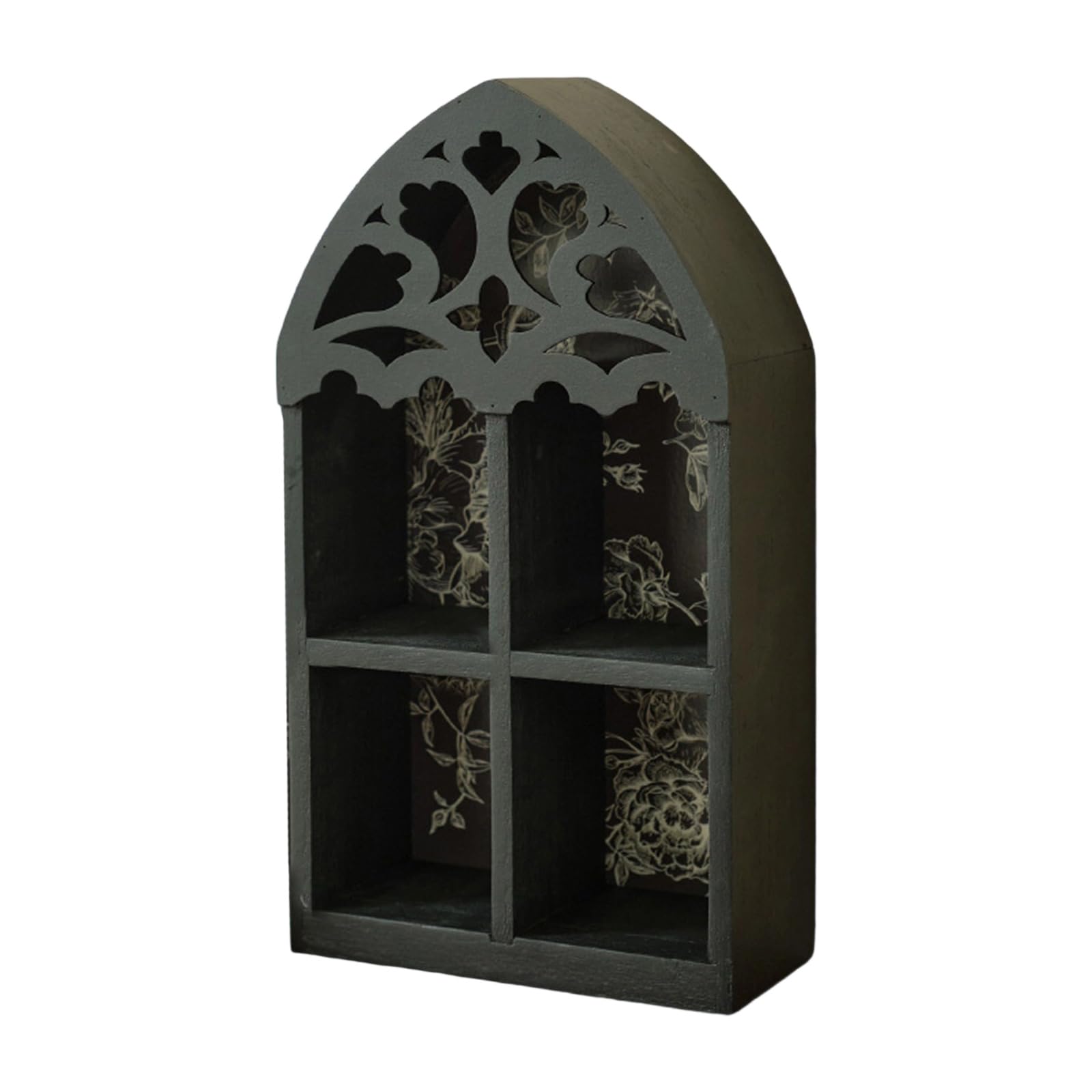 HGENAHGTF French Quatrefoils Floating Shelf with Intricate Carvings MultiTier Wall Mounted Home Decoration Unique Gift Wood Multilayer Wall Shelf