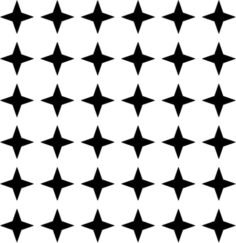 Juego de 36 calcomanías de vinilo para pared, estrellas de 4 puntos, 3 x 3 pulgadas cada una, formas divertidas de calcomanías para niños,