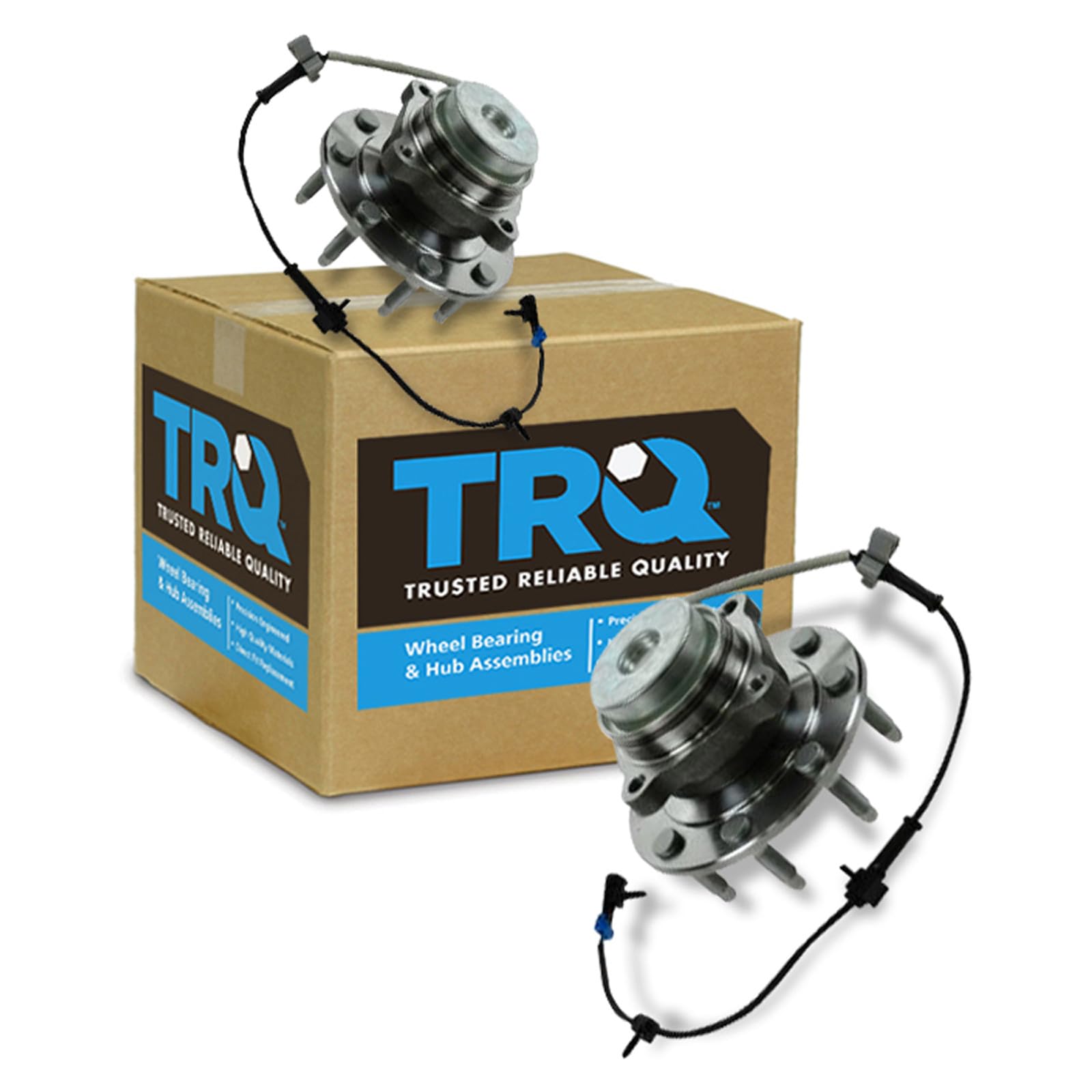 TRQ 2 Piece Front Wheel Bearing and Hub Assembly Set 8-Lug