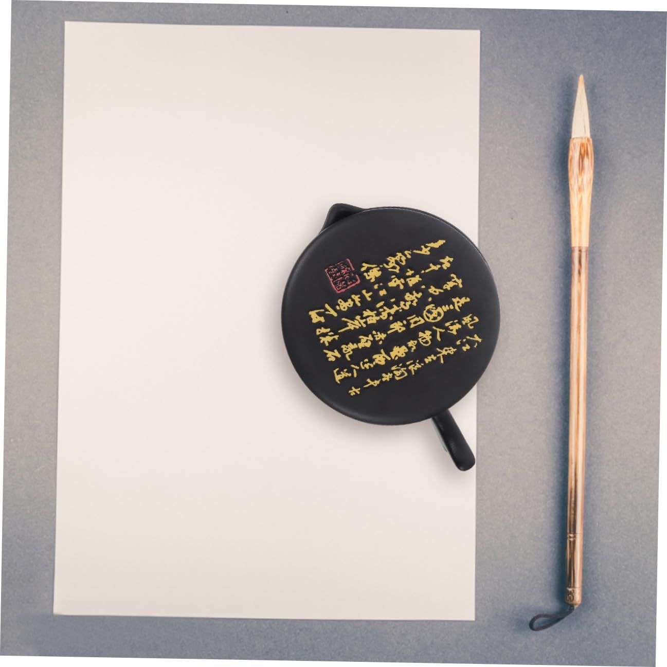 Traditional Inkstone with Cover for Calligraphy and Painting Students
