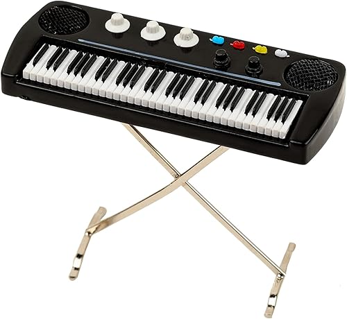 Miniatura 4 de Dselvgvu Órgano electrónico en miniatura con funda, mini instrumento musical, réplica de teclado eléctrico, figuras coleccionables, accesorios de