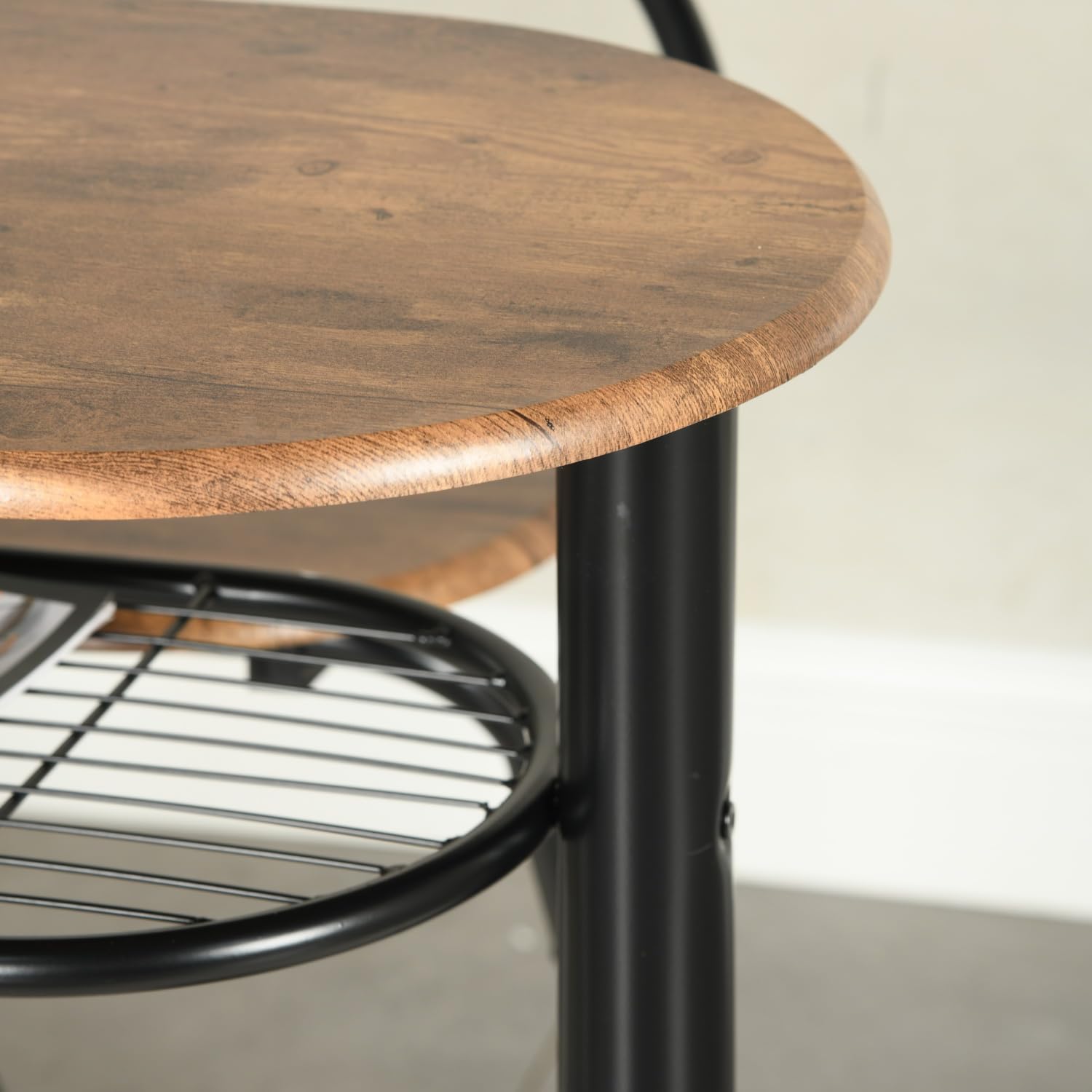Table haute avec tabourets de bar pour 2 personnes - Table de bar avec espace de rangement et 2 tabourets de bar - Table pliante avec 2 chaises - 110 x 40 x 80 cm - Marron et noir