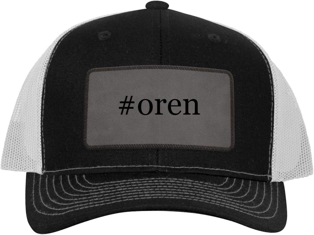One Legging it Around #Oren - Hashtag Leather Grey Patch Engraved Trucker Hat