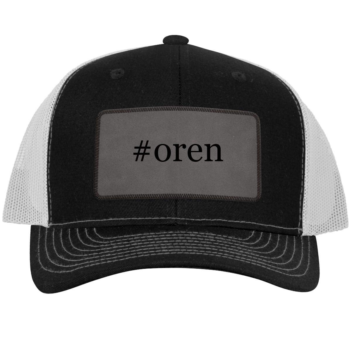 One Legging it Around #Oren - Hashtag Leather Grey Patch Engraved Trucker Hat