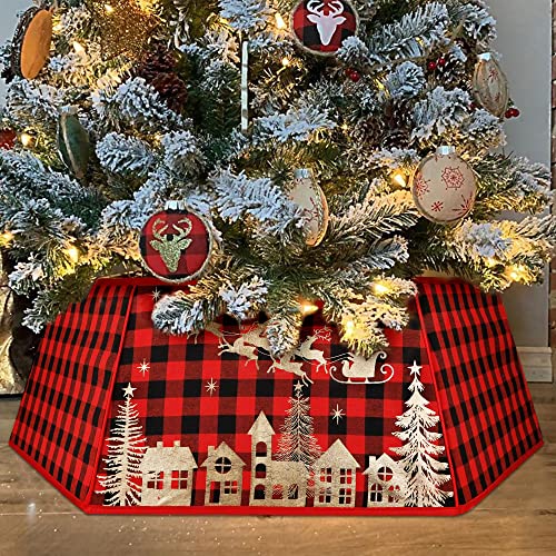 Blissun Buffalo Plaid Christmas Tree Collar, Fabric Christmas Tree Ring, Xmas Tree Base Cover Tree Skirts For Christmas Tree Decorations #TOP4