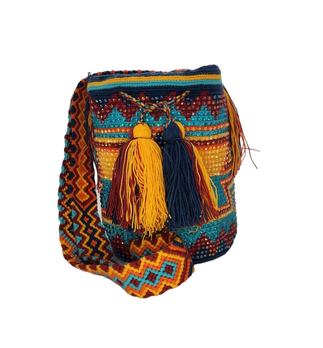 GenericOriginal Colombian Wayuu Mochila Bag: Handmade Boho Straw Beach Bag, Handcrafted by Wayúu Artisans - Authentic Colombian Boho Bags (M100)
