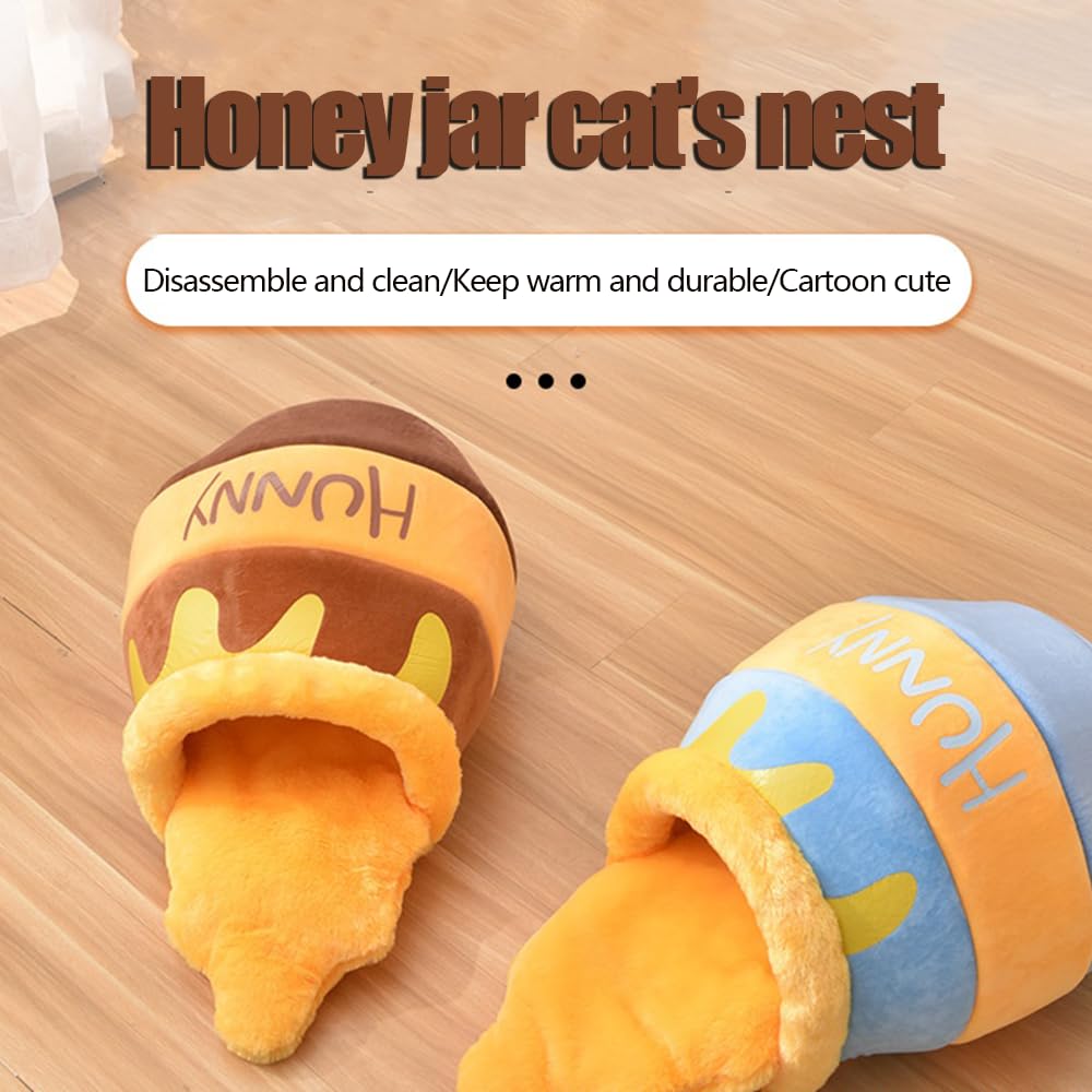 سرير للقطط والكلاب الصغيرة من هوني بوت، اثاث مريح من الميموري فوم للحيوانات الاليفة مع وسادة قابلة للازالة - سرير انيق وقابل للغسل للقطط والكلاب الصغيرة (اصفر)