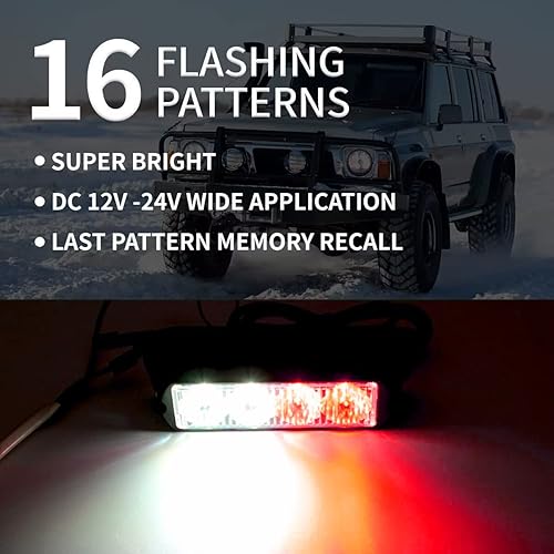 Miniatura 2 de FXC 2 luces estroboscópicas intermitentes de montaje en superficie de 4 LED para camión, vehículo, luz de rejilla LED, faro de emergencia, luces de