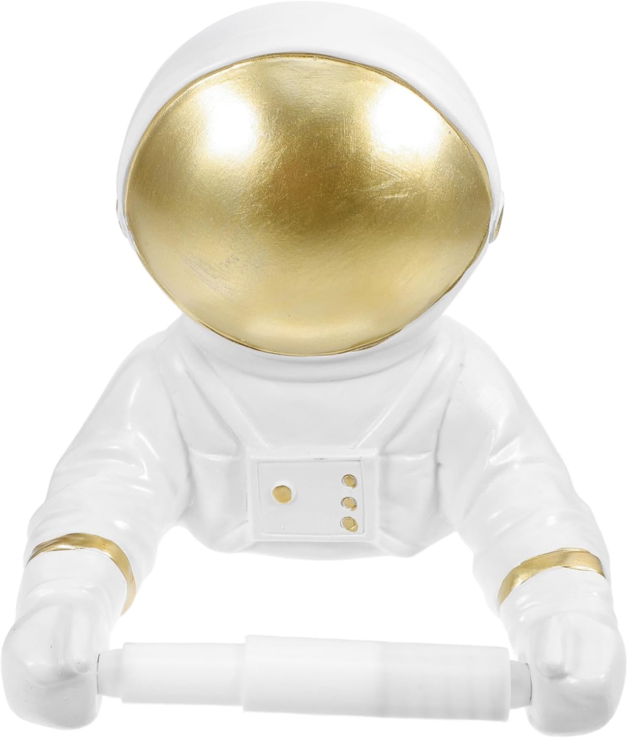 Veemoon Decorative Astronaut Toilet Paper Holder Roll Paper Stand Lightweight Portable Tissue Shelf for Home Bathroom Wall Mounted Space Decor Golden