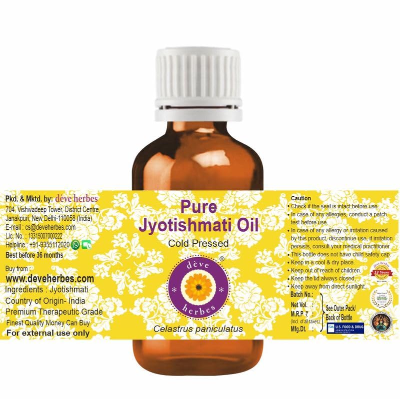 Miniatura 2 de dève herbes Aceite de Jyotishmati (Celastrus paniculatus)  Prensado en frío  Puro  Natural  Sin diluir  Para diluir aceites esenciales  Para piel y