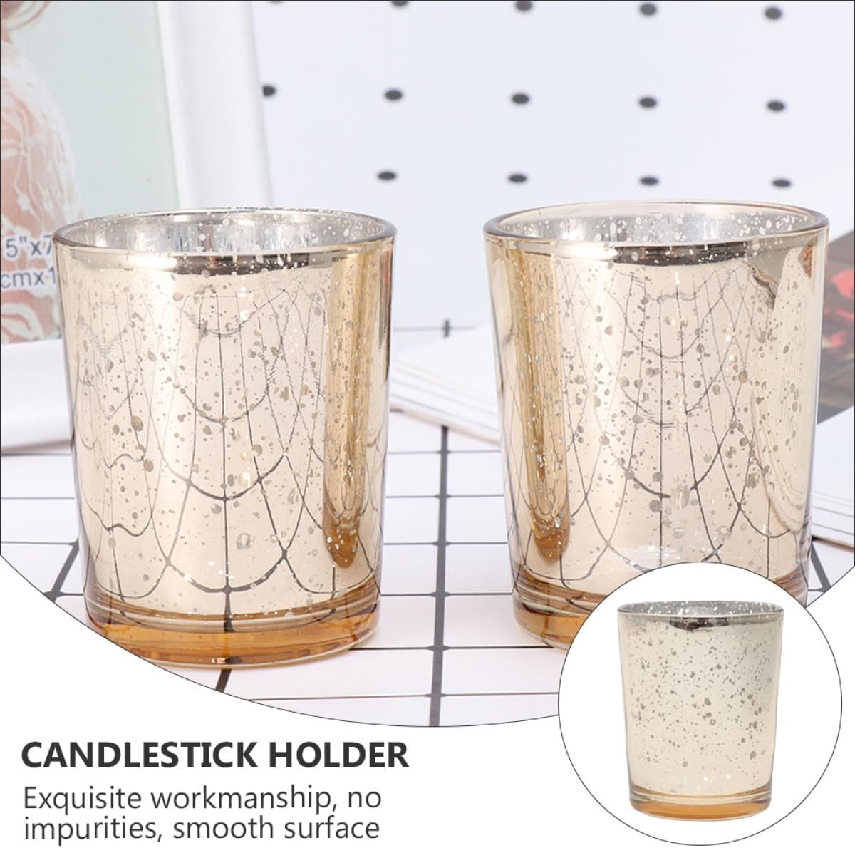 6pcs Glass Candleholder Set Decorative Candlestick Cups Home Ornament for Dining Table Party Centerpiece Random Color