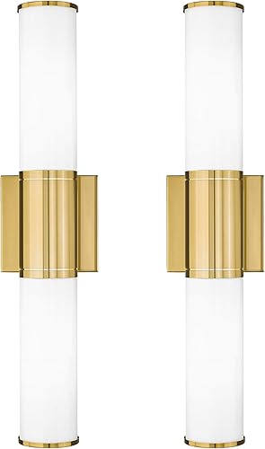 VL834-MB-2PK - Juego de 2 lámparas de tocador negras modernas sobre espejo con pantalla de vidrio transparente, aplique de pared interior arriba y