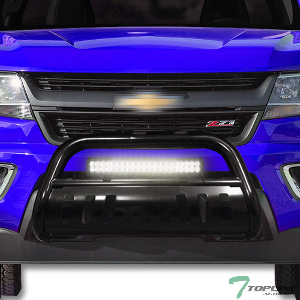 Matte Black Steel Bull Bar For 2004-2012 Chevy Colorado | GTRacers Tubular Grille Guard & Brush Bumper | Powder-Coated Front Bumper Guard With Hardware
