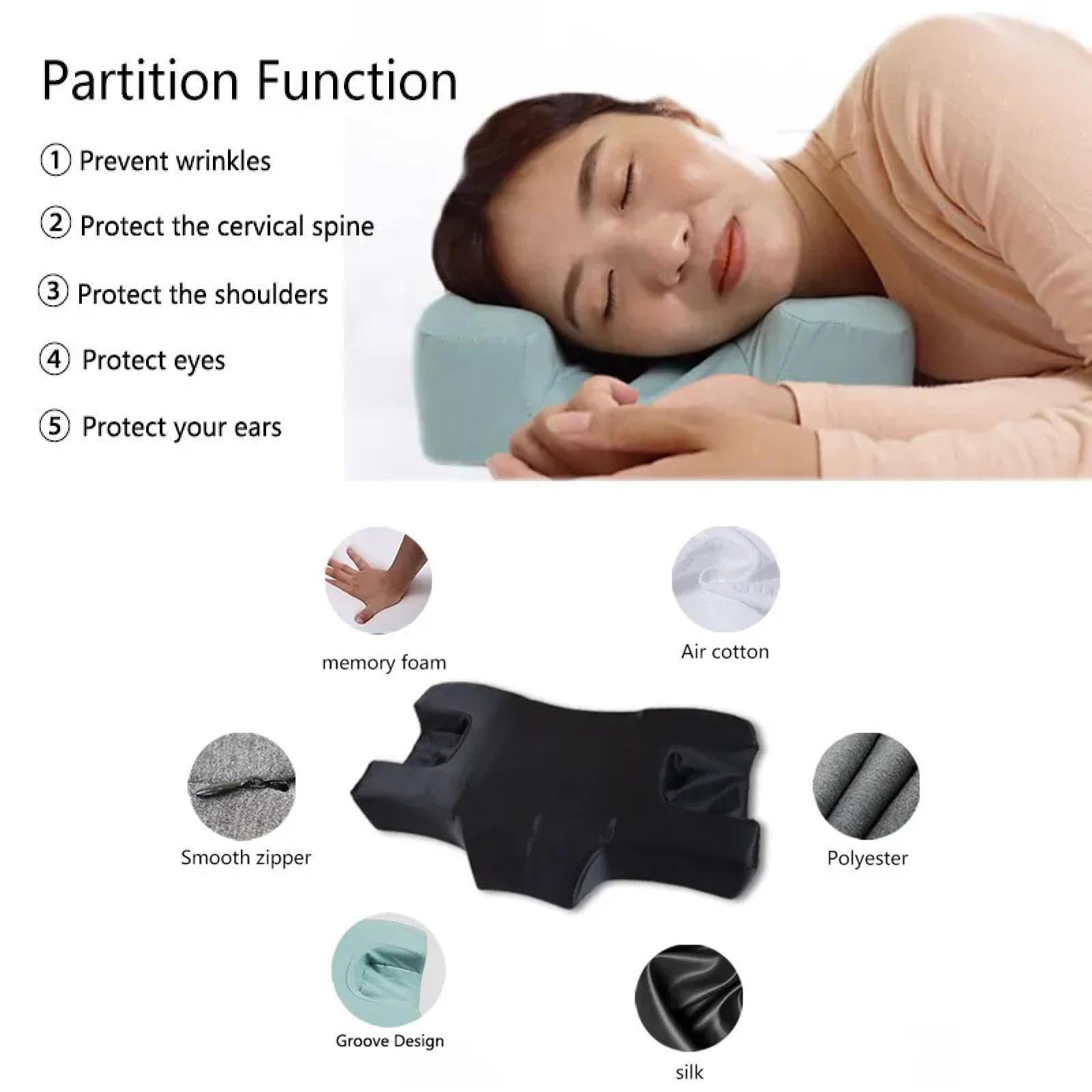 Almohada suave para dormir de espuma viscoelástica para prevenir arrugas, almohada de belleza antiarrugas