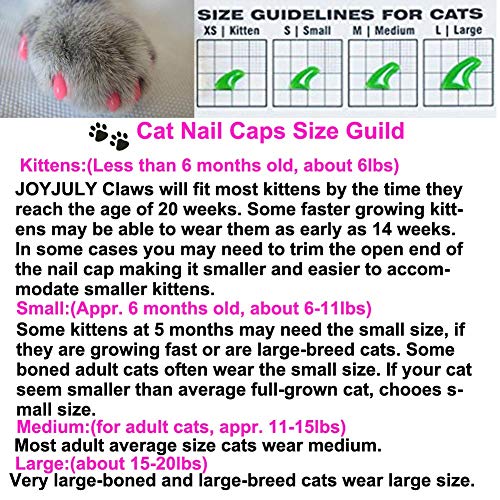 Joyjuly 140Pcs Pet Cat Kitty Soft Claws Caps Control Soft Paws Of 4 Glitter Colors, 10 Colorful Cat Nail Caps Covers + 7 Adhesive Glue+7 Applicator With Instruction, Small S #TOP2
