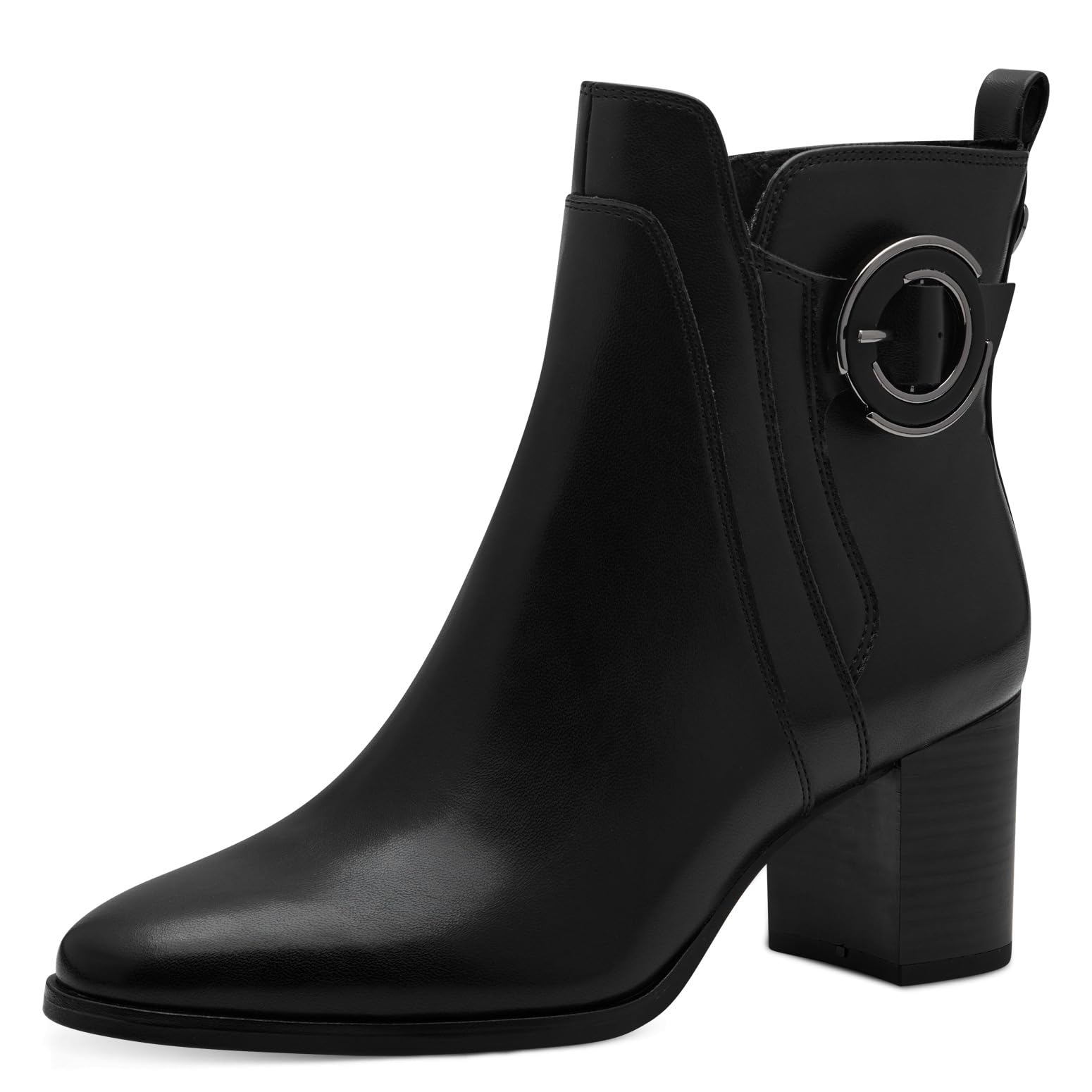 MARCO TOZZI Women's Vegan Ankle Boots with Heel with Zip, black, 8.5 UK