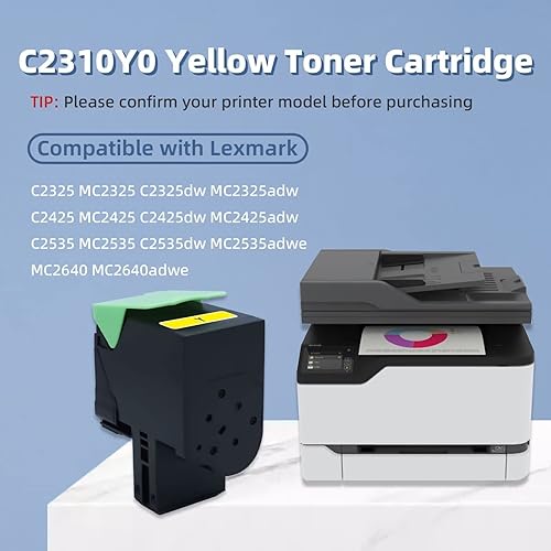 Miniatura 2 de C2310Y0 Cartucho de tóner amarillo de repuesto para Lexmark C2325 C2325dw C2425 C2425dw C2535 C2535dw MC2325 MC2325adw MC2425 MC2425adw MC2535adwe