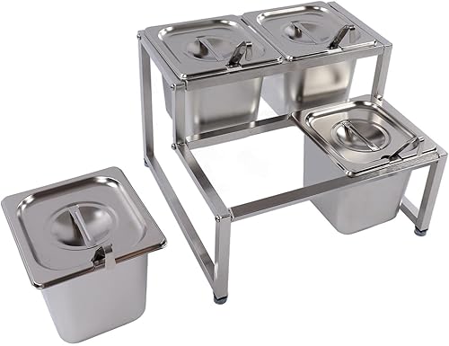 Miniatura 7 de Diydeg Juego de tarros de especias, caja retráctil de acero inoxidable de 2 niveles, contenedor de especias con 4 o 6 compartimentos, contenedor de