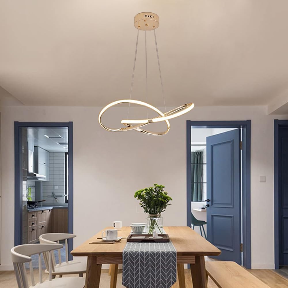 ITOSUI Stylish 45w Dimmable Led Pendant Light, Height Adjustable Black Chandelier for Dining Table, Kitchen Island, Living Room & Office - Elegant Rose Gold Fixture Rose Gold
