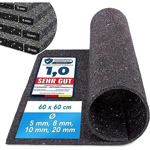 Hocheffiziente Antivibrationsmatte für Waschmaschinen, Lautsprecher usw. - zuschneidbar - Qualitätsprodukt aus Deutschland - viele Größen - 60x60cm