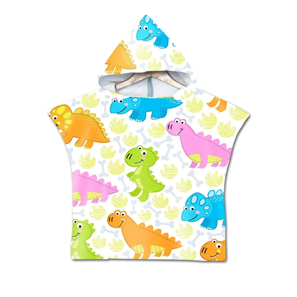 Treer Girls Cute Dinosaur Children Beach Towel Robe Bathrobe Poncho, Cartoon Kids Baby Swim Wetsuit Swimwear Changing Towel Beach Bath Beach Robe Hooded Bath For Surfing Swimming Boy (60X60cm,)