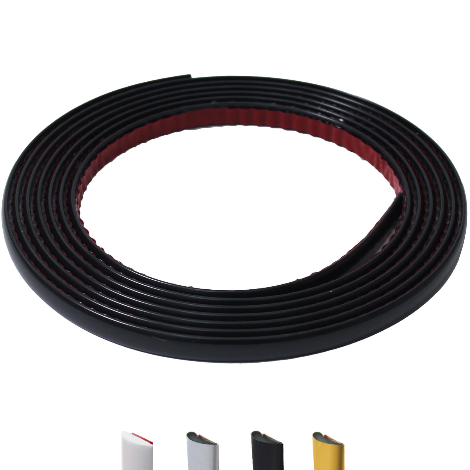 9.8 Ft Peel and Stick Wall Molding Trim, D-Shape Flexible Molding Trim Matte Black for Backsplash, Mirror, Wall, Window & Door Frames, Waterproof Self Adhesive Trim(W:0.4", T:0.1")