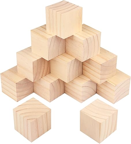Miniatura 8 de Paquete de 20 bloques de madera para manualidades, cubos de madera de pino de 2.36 pulgadas, cubos de madera de 2.4 x 2.4 x 2.4 in para pintura,