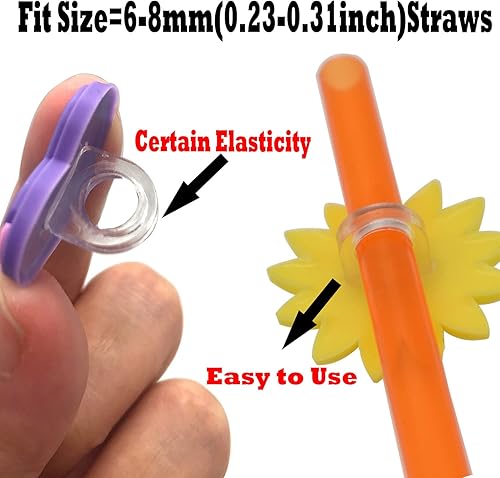 Miniatura 7 de Gibleitz Paquete de 100 adornos de paja a granel al azar diferentes para pajitas de vaso, bonitos adornos de PVC coloridos para popotes
