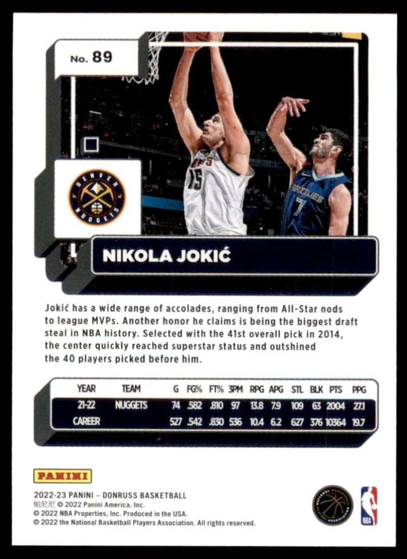 Amazon.com: 2022-23 DONRUSS #89 NIKOLA JOKIC DENVER NUGGETS