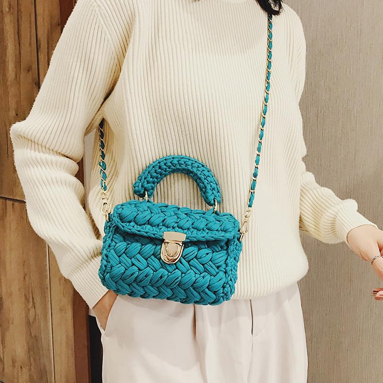Bolso tejido a mano en crochet, bolso tote de punto grueso, bolso cruzado para mujer, color negro miniatura 5