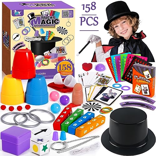 VIPNAJI Giochi di Magia - Oltre 158 Trucchi Magici per Bambini, Kit Magico con Bacchetta Magica e Istruzioni, Set Magico per Ragazzi, Ragazze, Bambini Piccoli, Principiant