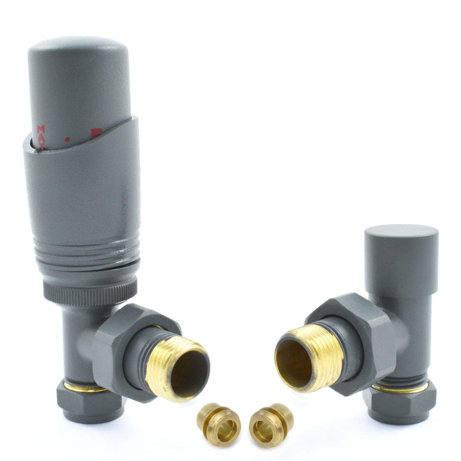 Hot Flow Gunboat Grey | Cascade Modern Angled Trv Thermostatic Radiator Valve 10Mm Compression (Gunboat Grey)