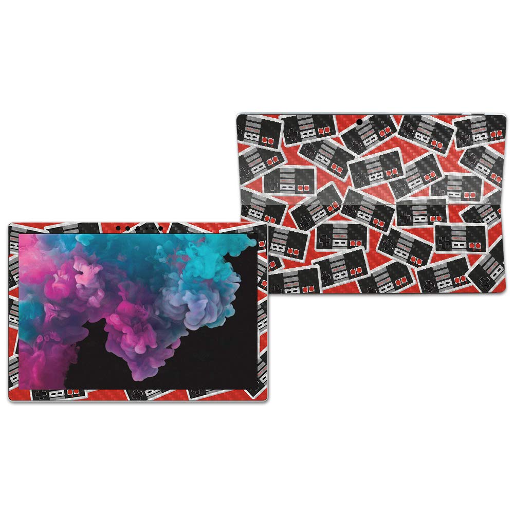 MightySkins Carbon Fiber Skin for Microsoft Surface Pro 6 - Retro Controllers 3 | Protective, Durable Textured Carbon Fiber Finish | Easy to Apply, Remove, and Change Styles | Made in The USA
