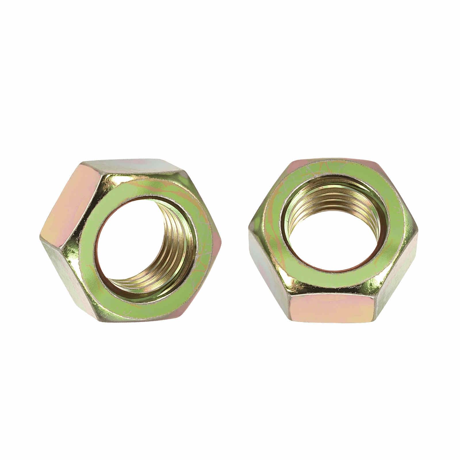 Kozelo 10pcs Hex Nuts - [M18-2.5mm] Carbon Steel (Grade 8) Hardware Metric Coarse Thread Metal Nuts for Heavy Structural Machinery Fastening, Colored Zinc Finish, Yellow