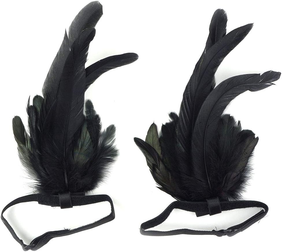 ZUCKER Black Feather Flair Arm Cuff - Large Natural Cosplay, Halloween, Bridal Accessory