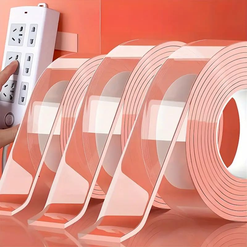 Image of Double Sided Tape Heavy Duty - Adhesive Silicone Tape, Heat Resistant, Multi-Functional, Removable, Washable, Reusable Anti-Slip Gel Nano Grip Tape (1)
