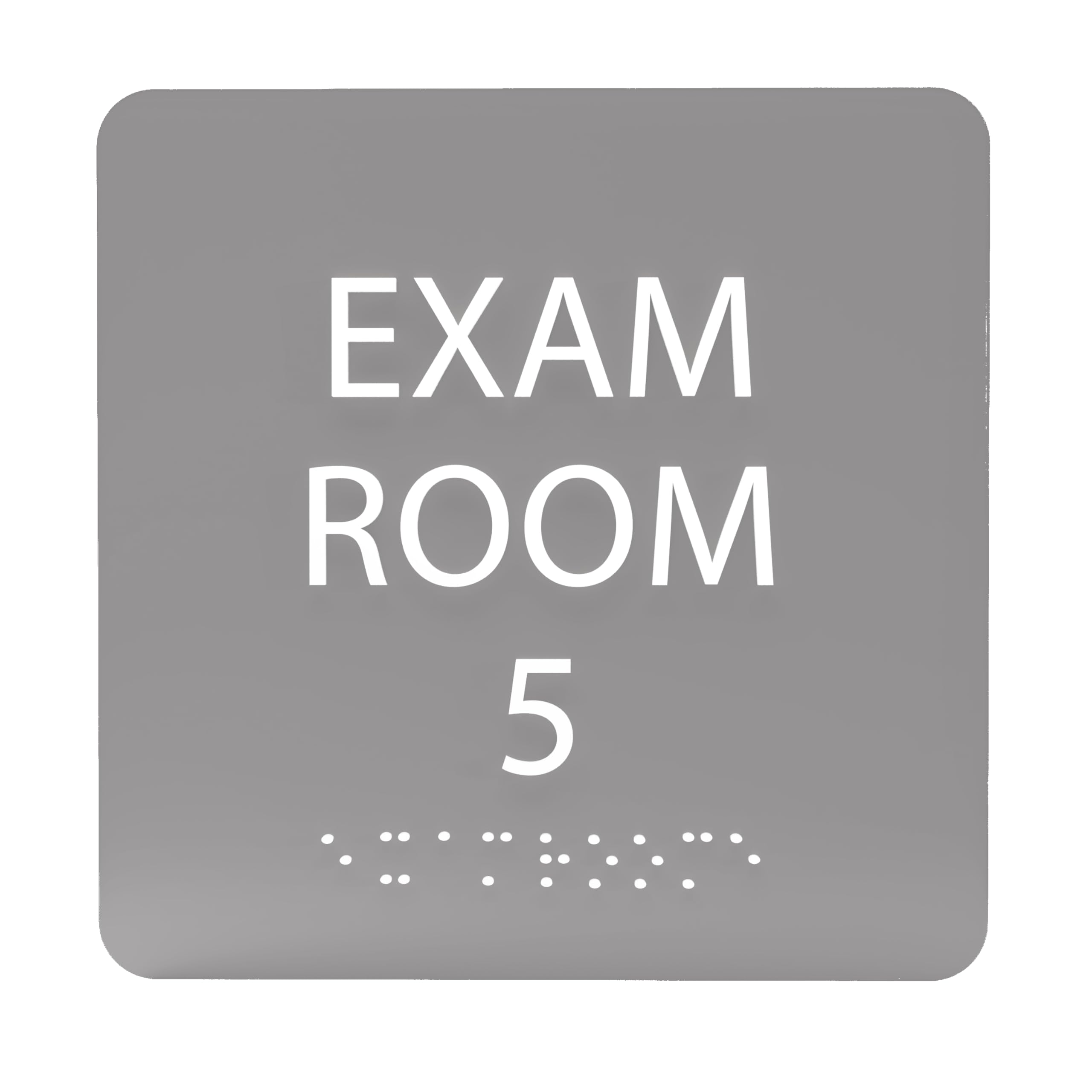 ADA CENTRAL SIGNS - 6" X6" Exam Room 5 Sign - ADA Compliant Tactile Graphics Grade 2 Braille Text Acrylic Wall Signs - Educational Institution