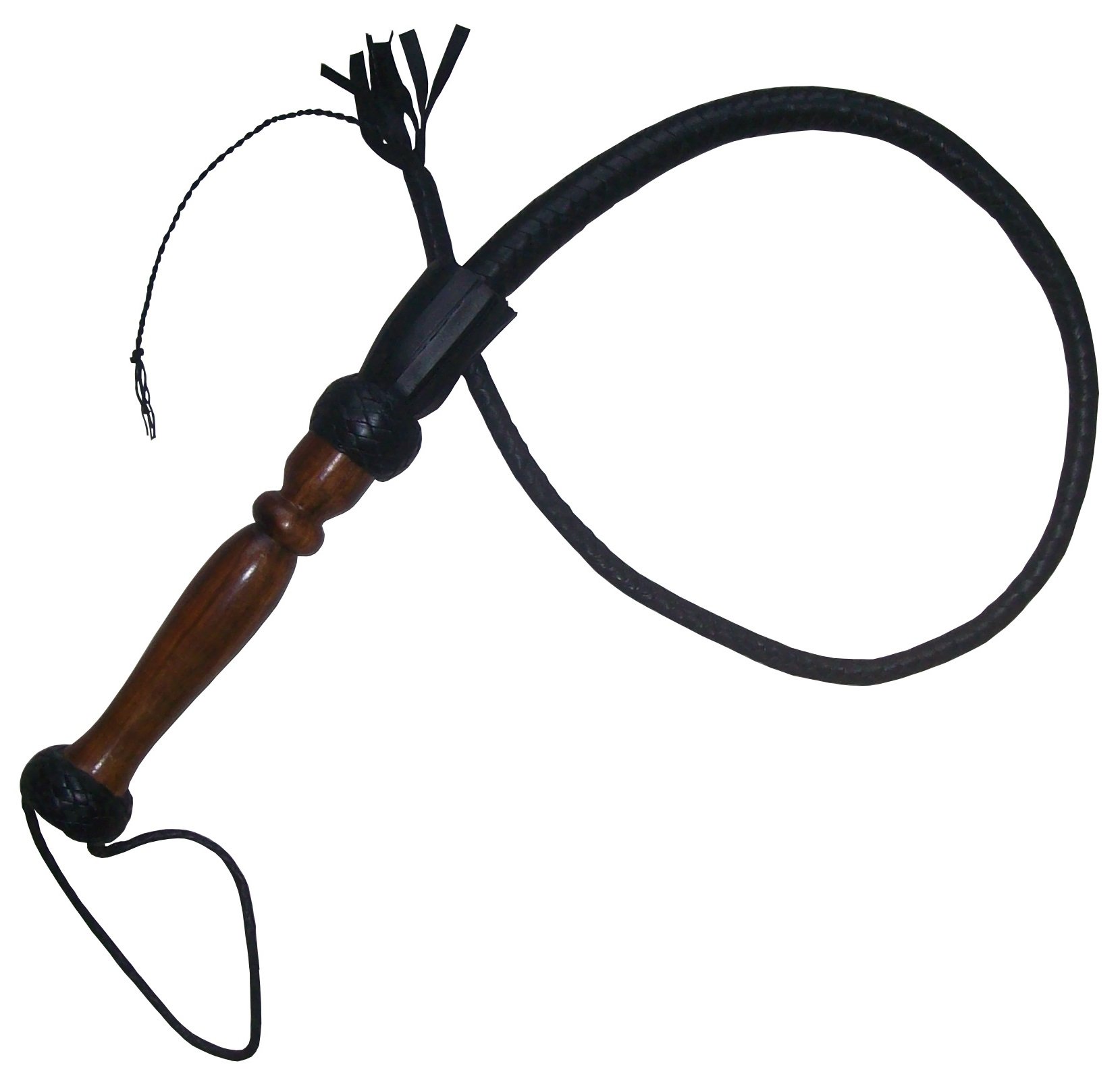 Bullwhip Leder Spanking mit schönem Holzgriff P-70 (150 cm)