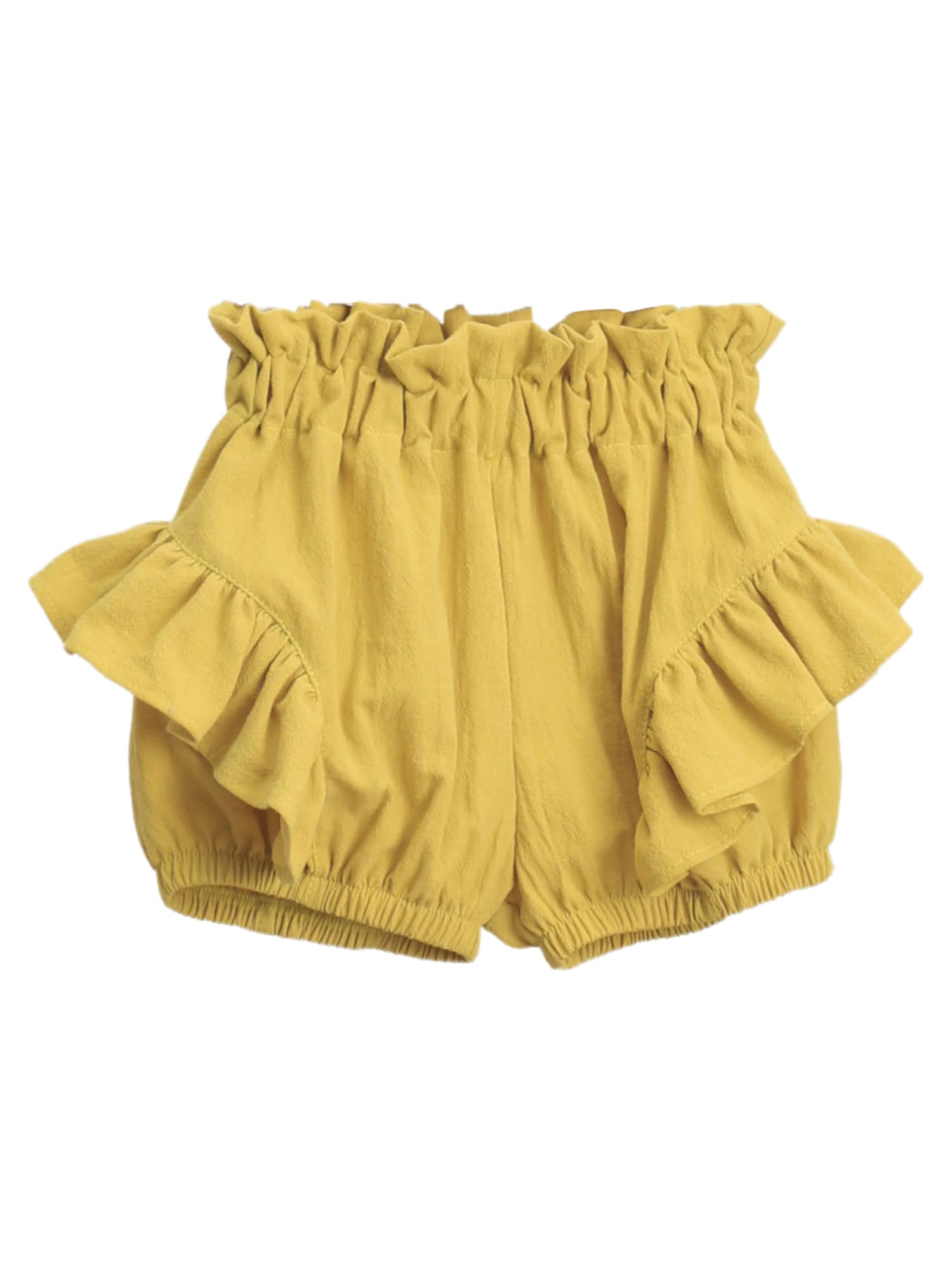 Kaerm Toddler Baby Girls Bloomers Summer Shorts Casual Solid Color Ruffles Cotton Pettipants Yellow 2-3 Years