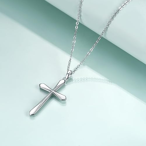 Miniatura 4 de Rnivida 925 Sterling Silver Cross Pendant Necklace, Simple Cross Jewelry Gift for Women Teen Girls