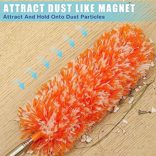 Image of Tanlade 24 Pcs Microfiber Feather Duster for Cleaning, Extendable 13-31 Inch Ceiling Fan Duster with Bendable Head, Washable Tools for Ceiling Fans, Furniture, Car, Cobwebs (Bright Color)