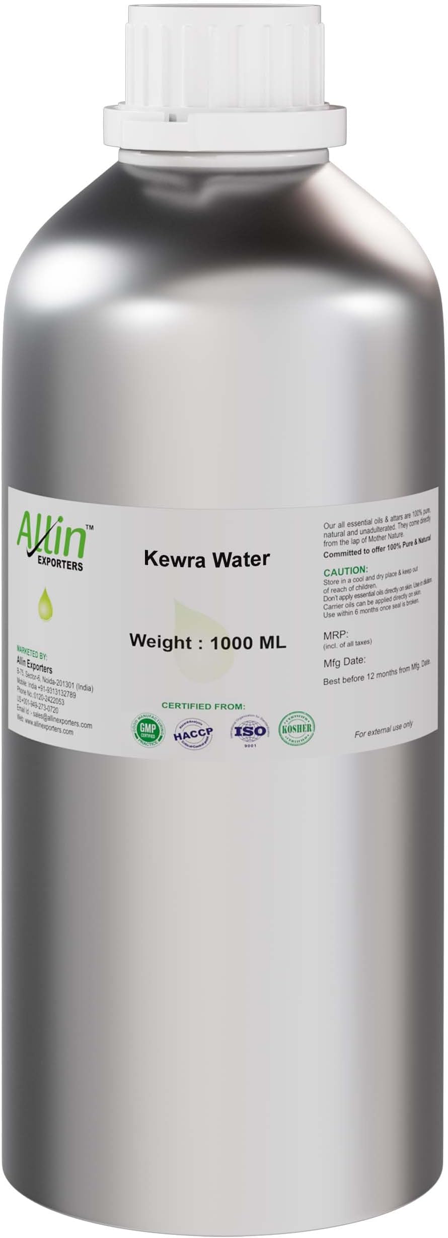 Kewra water - 100% Pure, Natural & Undiluted - 1000 ML