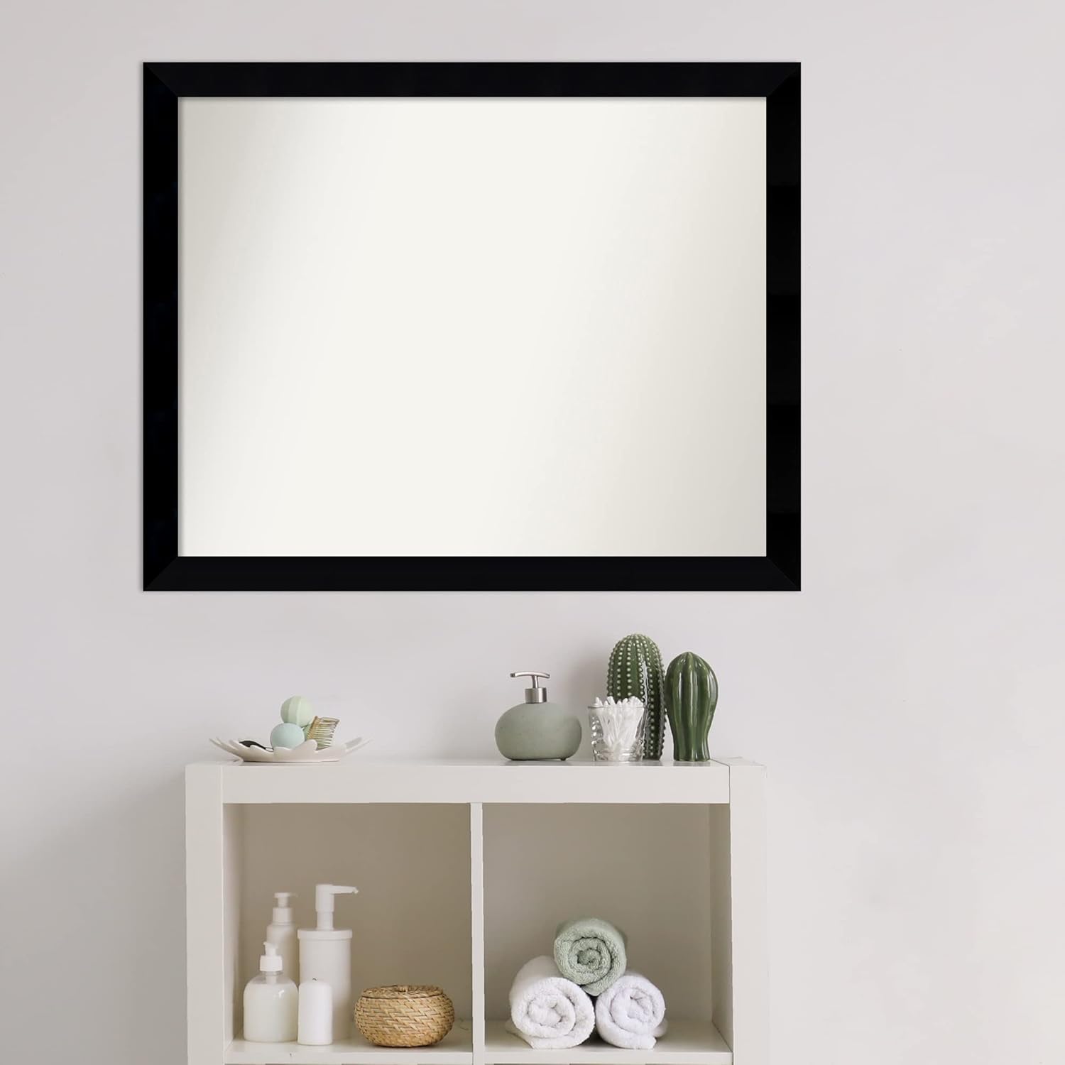 Amanti Art Bathroom Mirror for Over Sink, Vanity Mirror, Wood Frame, Hangs Horizonally and Vertically, Bathroom Wall Decor, Non-Beveled Edge