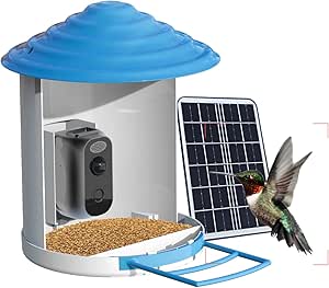 Bird Feeder with Camera, AI Identify Bird Species, Camera Bird Feeders for Outside with Solar Pannel, Motion Detection & Built-in Microphone & APP Notification Bird Watcher Camera asin的图片