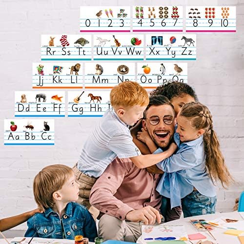 Miniatura 6 de Zonon Juego de tablones de anuncios del alfabeto, manuscrito ABC, decoración de pared para preescolar, jardín de infantes, aula, sala de juegos,