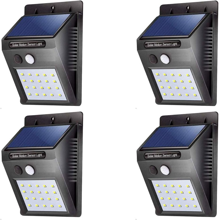 ASGTRADE Solar Powered Cordless Outdoor LED Motion Sensor Path and Security Light, (Black, Set of 4 Pcs)