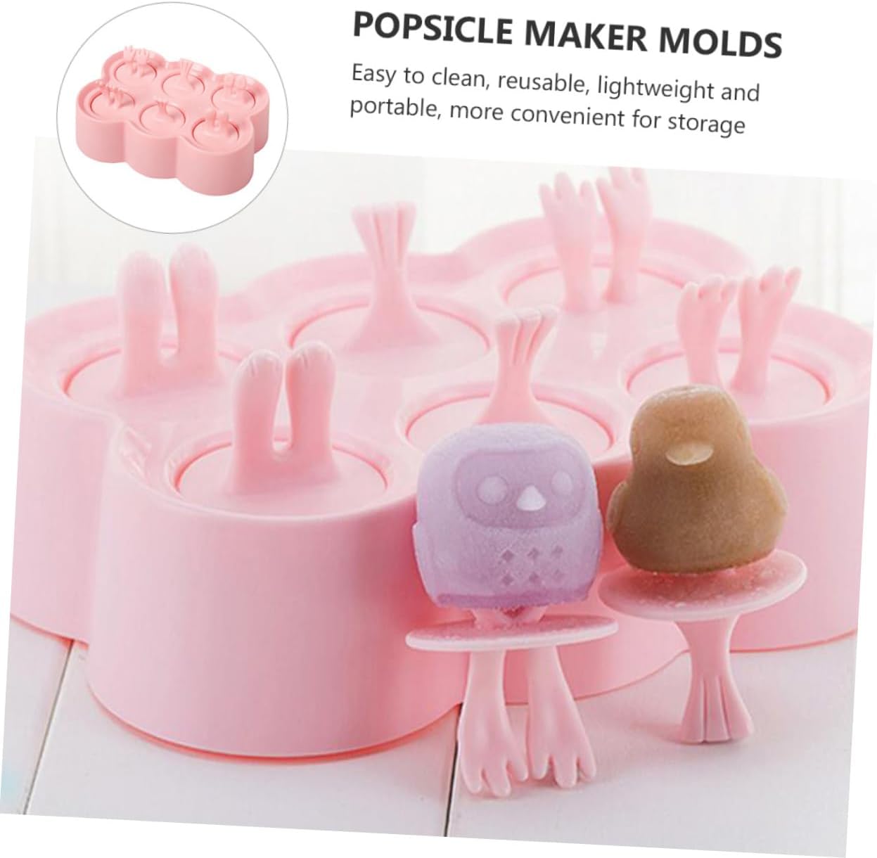 4-Piece Silicone Animal Popsicle Molds Set Reusable Ice Cream Making Molds Ice Lolly for Boys and Girls Easy Release Cube for Summer Treats